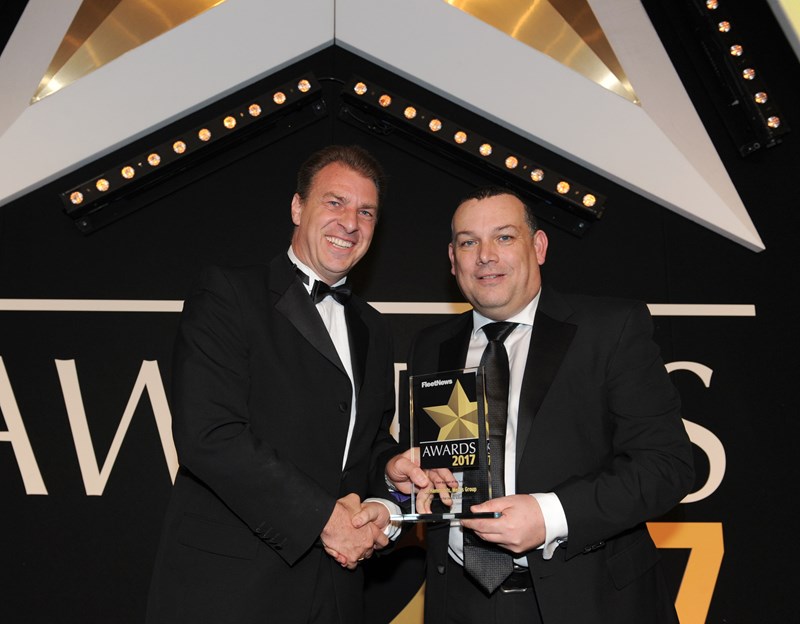 Jo Hammonds, group fleet manager for Mears Group (left), collects the award from Fiat Chrysler Automotive fleet and remarketing director Francis Beasdale